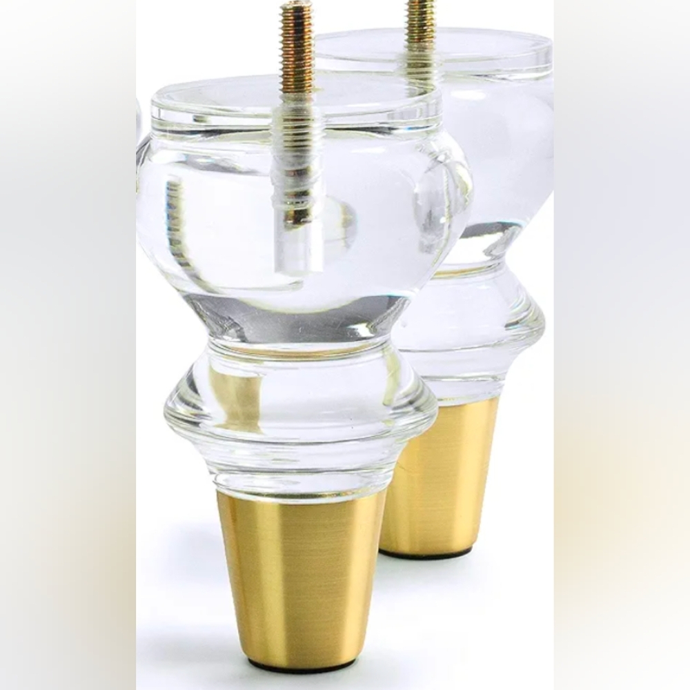 Set of Acrylic and Gold Furniture Feet Set
